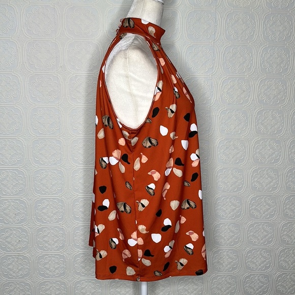 THE LIMITED | Printed Halter Top, Color is Rust with a Petal Design - Picture 4 of 9